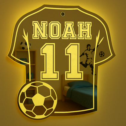 FootaGlow – lampe maillot de football prénom et numéro