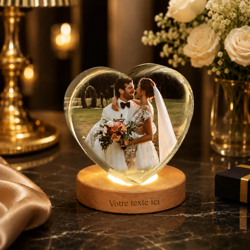 Photo sur cristal personnalisée / Souvenir gravé au laser