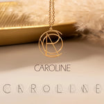Collier monogramme personnalisé, finition or