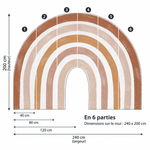 Sticker arc-en-ciel en 6 parties, dimensions sur le mur