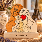 Puzzle famille lions en bois personnalisé, mise en situation