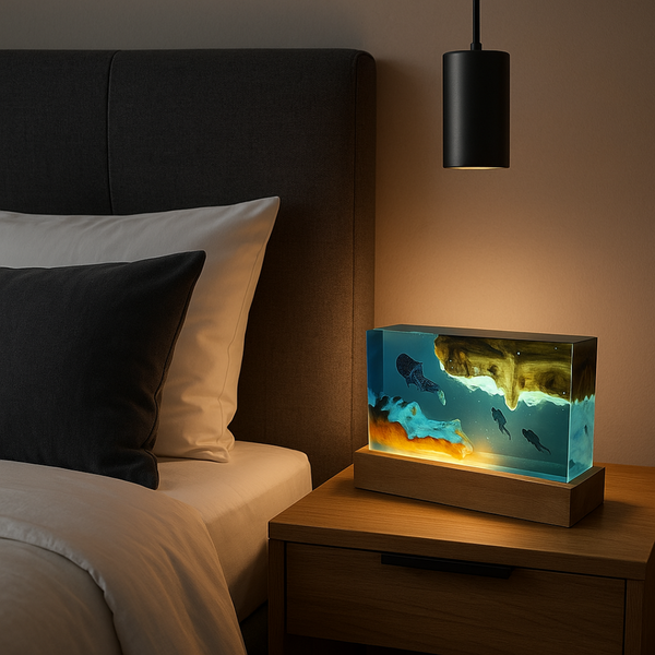Lampe sous-marine requin-baleine allumée