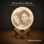 Lampe lune photo MemoraMoon, tailles 100, 150 et 200 mm