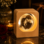 Lampe photo en cristal, boule 3D gravée au laser