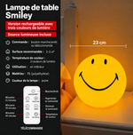Lampe de table smiley, dimensions et commandes