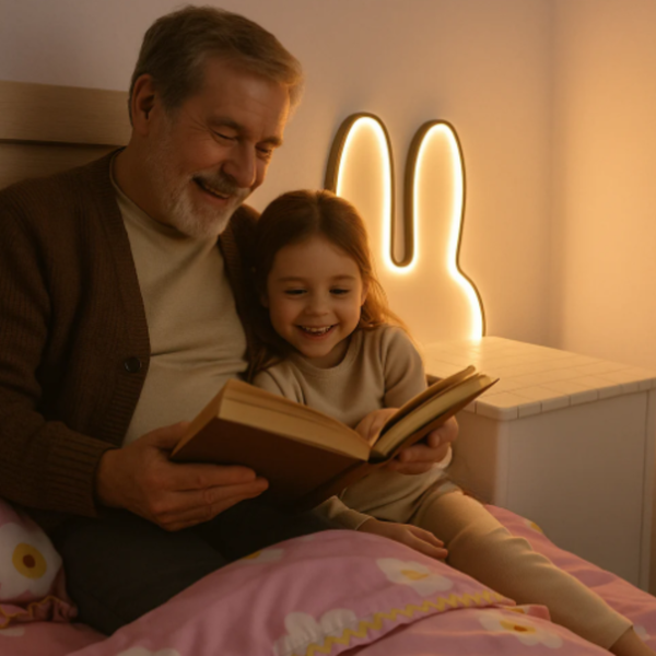 Veilleuse lapin à LED allumée