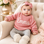 Pull bébé prénom tricoté main