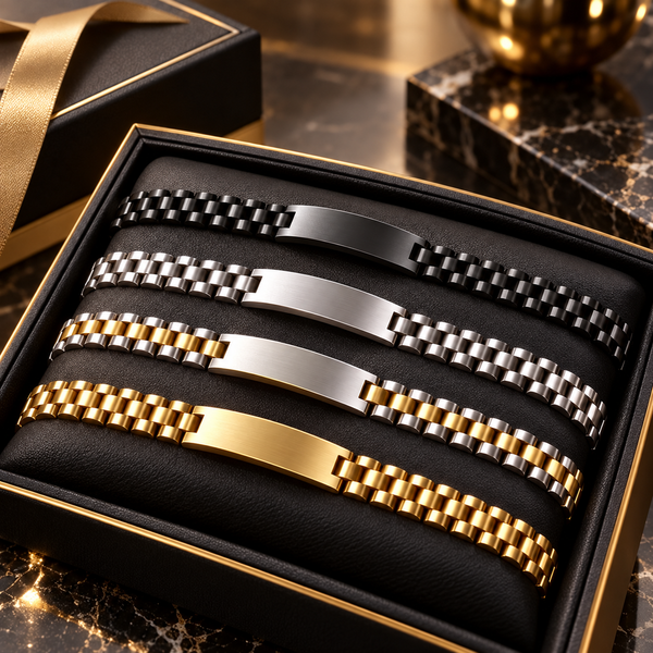 Bracelet gravé personnalisé en acier inoxydable