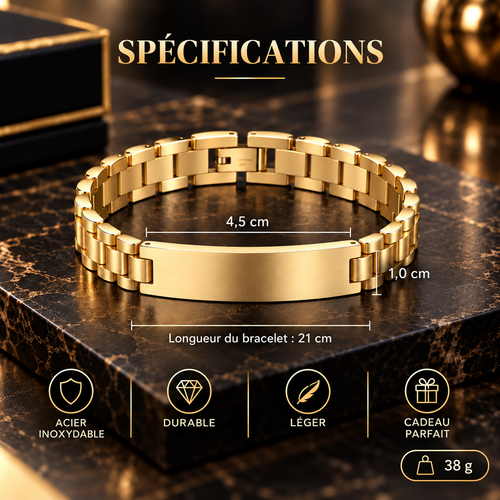Spécifications du bracelet gravé : dimensions et finitions