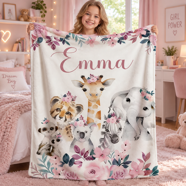 Couverture polaire personnalisée avec le prénom de l'enfant