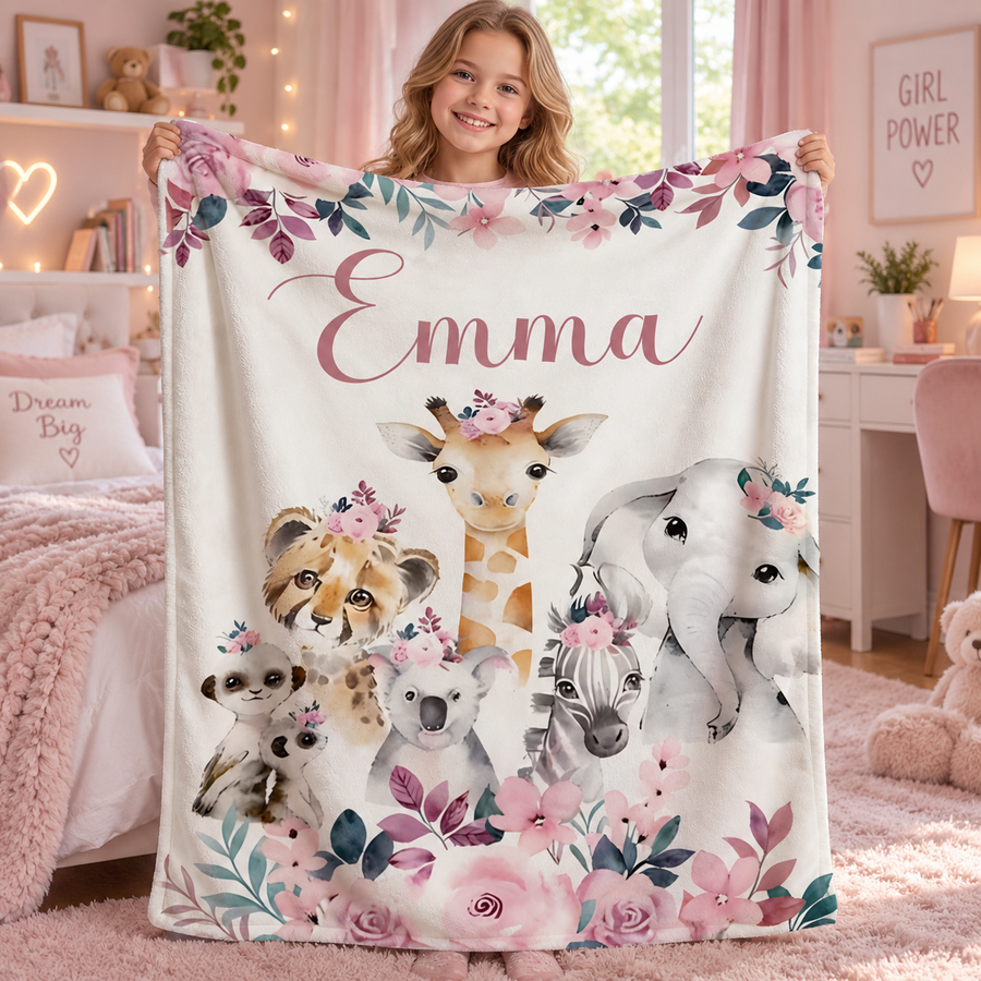Couverture polaire personnalisée avec le prénom de l'enfant