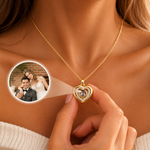 Pendentif cœur en zircones avec photo projetée