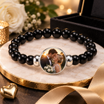 Bracelet photo personnalisé avec médaillon rond de 18 mm