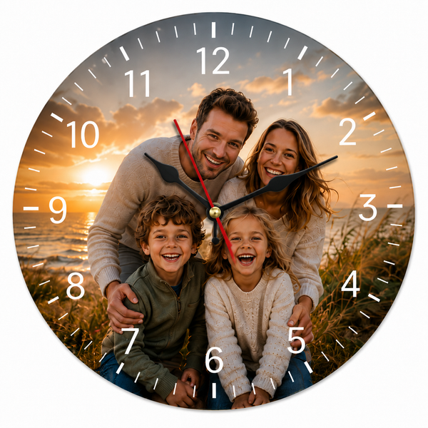 Horloge murale avec photo personnalisée sur tout le cadran