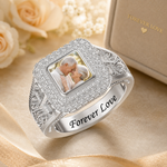 Bague photo personnalisée avec zirconia