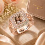 Bague photo personnalisée avec zirconia