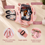 Intérieur du sac de voyage nacré avec poches de rangement