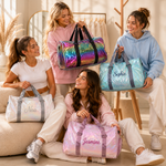 Sac de voyage nacré métallisé personnalisé avec prénom