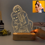Lampe photo personnalisée HeartGlow avec texte gravé sur le socle