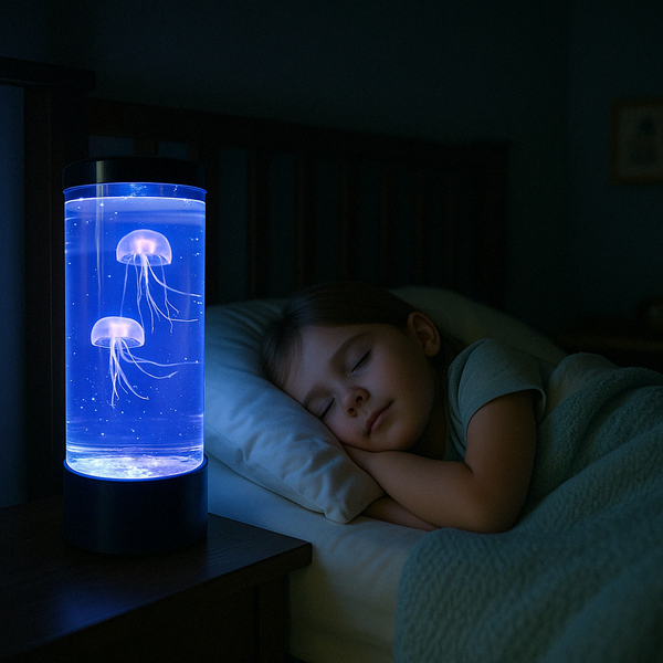 Veilleuse méduses à LED allumée