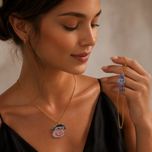 Collier avec dessin d'enfant personnalisé