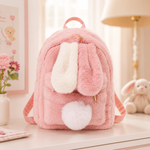 Sac à dos peluche oreilles de lapin, coloris rose