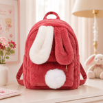 Sac à dos peluche oreilles de lapin, coloris rouge