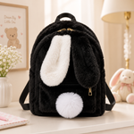 Sac à dos peluche oreilles de lapin, coloris noir