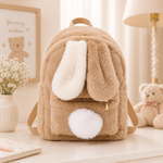 Sac à dos peluche oreilles de lapin, coloris brun