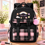 Sac à dos scolaire personnalisé avec oreilles, coloris noir