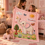 Couverture éléphant personnalisée, coloris rose