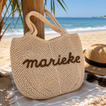 Sac de plage croché, coloris beige
