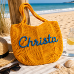 Sac de plage croché, coloris jaune