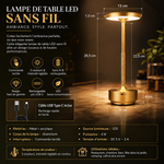 Lampe de table LED sans fil, caractéristiques et finitions