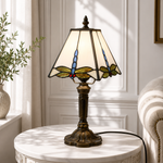 Motif libellules de la lampe Tiffany en ambre et vert
