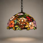 Suspension Tiffany Fleur 30 cm en verre plombé