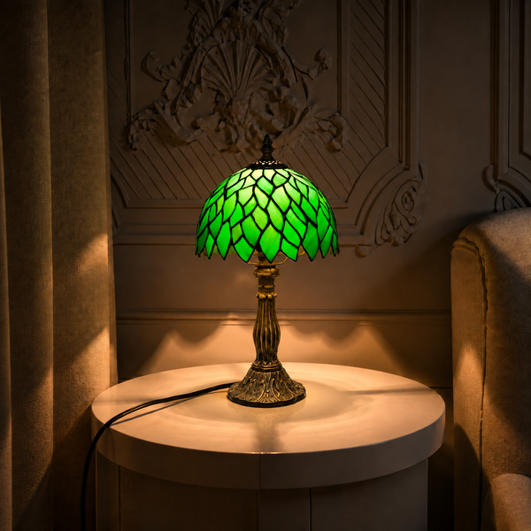 Lampe de table Tiffany Bloomsbury en verre coloré