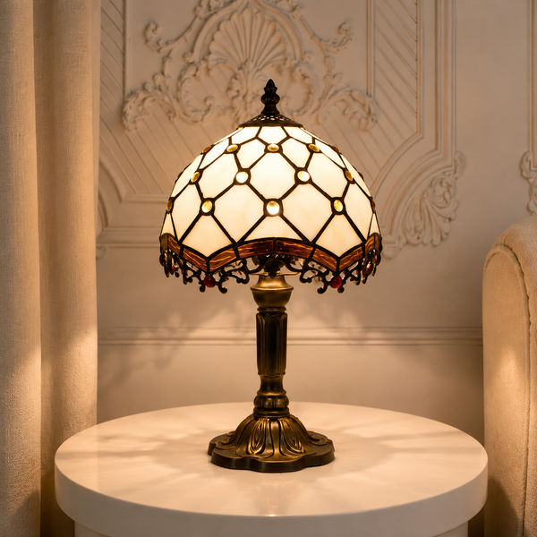 Lampe de table Tiffany Ashford en verre coloré