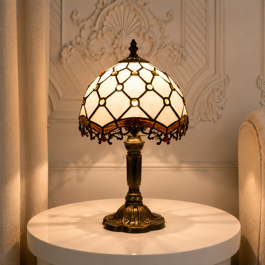 Lampe de table Tiffany Ashford en verre coloré