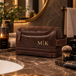 Trousse de toilette personnalisée, coloris brun foncé