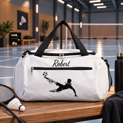 Sac de sport foot personnalisé, coloris blanc